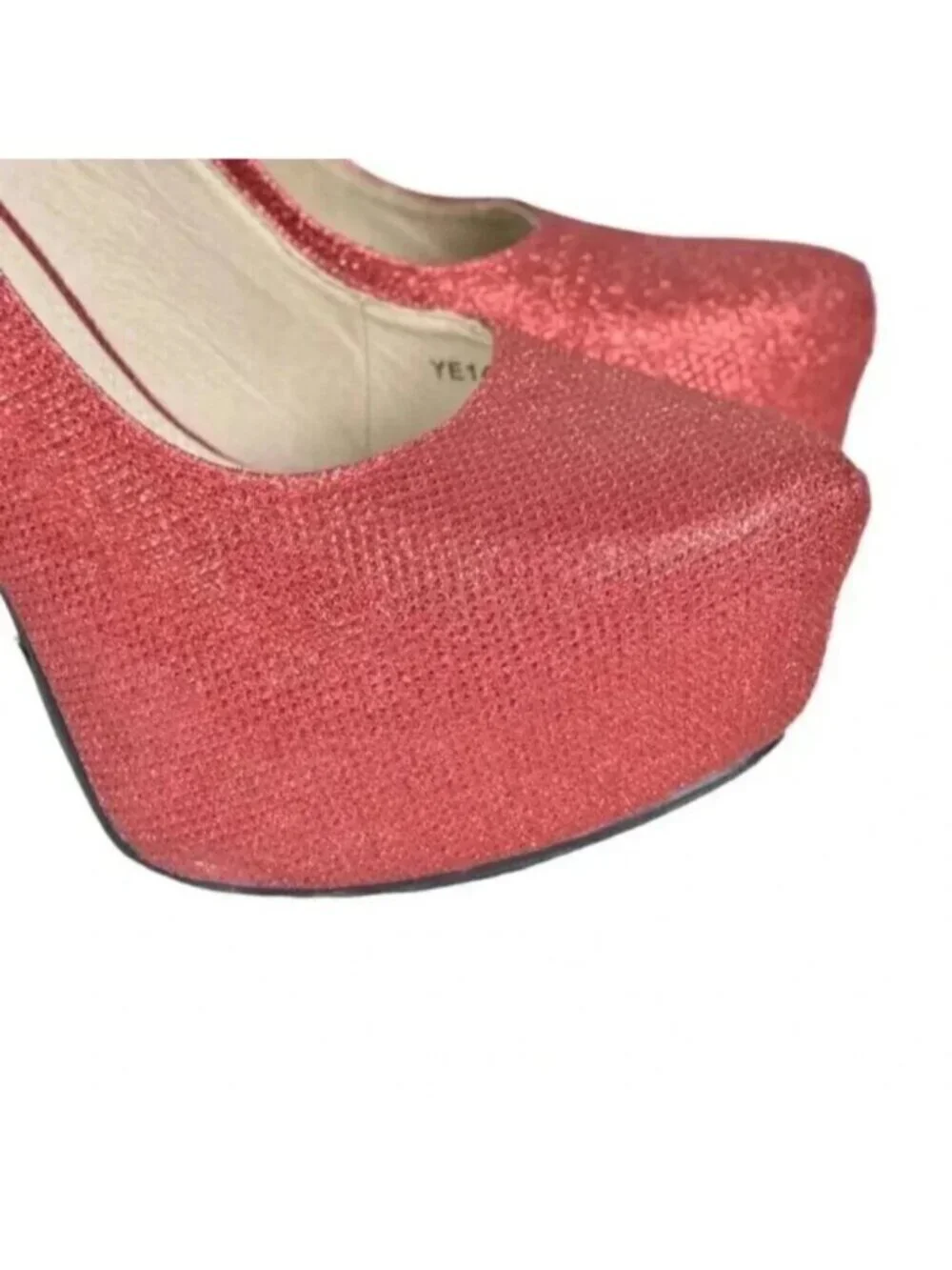 Brida Red Glitter Platform  Heels Stilettos Glitter Closed Toe Size 39 - Picture 2 of 12
